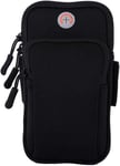 Sac De Bras, Etui Universel Téléphone Portable Résistant À L'eau Sans Rebond, Avec Porte-Écouteurs Pour Iphone Xs Max 8 7 6 S Plus, Galaxy S9 S8 S7 Note 9 -Course, Gym, Extérieur Entraînement (Noir)