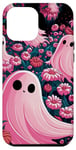 Coque pour iPhone 13 Pro Max Fantôme floral rose foncé Cottagecore Halloween mignon et effrayant