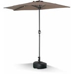 Sweeek - Parasol de balcon Ø250cm – calvi – Demi-parasol droit. mât central en aluminium avec manivelle d'ouverture. toile taupe