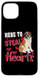 iPhone 15 Plus Here To Steal Hearts Funny St Bernard Dog Valentines Day Case