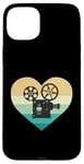 Coque pour iPhone 15 Plus Projecteur de cinéma en forme de cœur avec inscription « Ich liebe Kino »