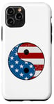 Coque pour iPhone 11 Pro Drapeau américain Yin et Yang rouge, blanc et bleu avec étoiles