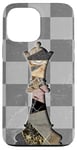 Coque pour iPhone 13 Pro Max Jeu d'échecs Gambit Marbling Queen Échiquier à carreaux