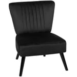 Fauteuil en Velours Noir avec Pieds en Bois et Rembourrage Épais pour Salon au Style Glamour Moderne Beliani