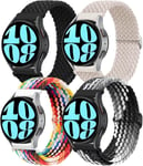 4 Pack 20mm Bracelet En Nylon Tressé Pour Samsung Galaxy Watch 7/6/5/4 40/42/44/46/43/47mm Braided Solo Loop Bracelet En Nylon À Réglage Élastique Pour Watch Gt 3 42mm,(Noir/Étoile/Chocolat)(Q1046)