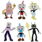 6 st Cuphead figurer leksaker samlarobjekt modell minifigurer hylla prydnader bordsdekoration present till fans barn