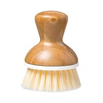 Full Circle Bubble Up Brosse à Vaisselle en Bois de Bambou - Brosse à Vaisselle Ergonomique à Manche Rond pour Laver la Vaisselle à la Main, Blanc, Lot de 1