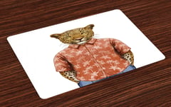 Leopard Place Mats Set of 4 Animal in a Summer Shirt