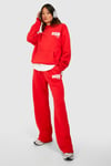 Womens Tall Dsgn Pocket Print Hoody Tracksuit - Red - 12, Red