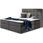 Les Tendances - Lit coffre boxspring tissu gris foncé avec matelas et surmatelas Kavin - 3 tailles-Couchage 140x200 cm