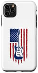 Coque pour iPhone 11 Pro Max Drapeau américain guitare électrique drapeau américain pour guitariste drapeau USA