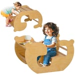 AIYAPLAY Arche d'escalade pour Enfants, Jouet d'escalade, Table à Jouets pour Enfants 18-48 Mois, Design 2 en 1, Surface Lisse, Charge Max. 50 kg, 80L x 58l x 49H cm, Bois Naturel