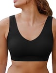 EBY Women's Wireless Bralette Bra, Opaque, Black, S