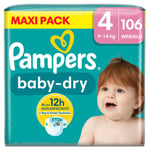 Pampers Baby-Dry blöjor, storlek 4, 9-14 kg, maxiförpackning (1 x 106 blöjor)