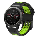 Garmin Universal Dobbelt-hullet Silikone Rem (26mm QuickFit) - Sort / Grøn