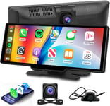 10,26 Pouces Autoradio sans Fil Apple Carplay avec Dashcam 2,5K, 2X Caméra de Recul 1080P, Navigation GPS à Ecran Tactile Portable pour Camion RV avec Emetteur Bluetooth FM Airplay AUX