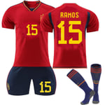 Spanien Jersey fotboll T-shirts Jersey set för barn/ungdomar RAMOS  15 home Kids 24(130-140CM)