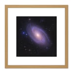 Crawford Space Galaxy M81 Bode's Spiral Stars Photo 8X8 Inch Square Wooden Framed Wall Art Print Picture with Mount