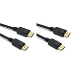 PremiumCord 8K DisplayPort 1.4 Cable M/M 1.5 m, DisplayPort to DisplayPort 32.4 Gbps, Video 8K @ 30Hz, 5K @ 60Hz, 4K @ 120Hz 2160p, HDCP 2.2, Gold-Plated Connectors, Black (Pack of 2)