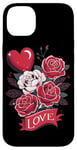 Coque pour iPhone 14 Plus Love Heart And Roses Présentoir floral romantique