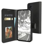 Artificial Leather Phone Cover for Samsung Galaxy A55 Foldable Cover Card Black