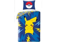 Pokemon Set Lit Pikachu Électrique Housse de Couette 140x200 Taie 65x65cm Coton