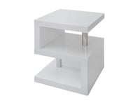 Vente-unique Table d'appoint LYLIA II - MDF laqué Blanc - avec LEDs - Blanc