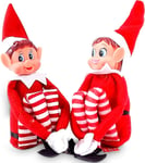 Naughty Elf Couple Set - 12" Boy & Girl Christmas Elves with Vinyl Faces & Soft