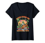 Womens Rockin Around The Christmas Tree Cowboy Rodeo Western V-Neck T-Shirt