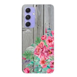 Coque galaxy A14 5G bois gris fleur rose