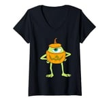 Womens Monsters Inc Mike Halloween Pumpkin V-Neck T-Shirt