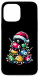 Coque pour iPhone 13 Pro Max Queue de billard en poils de boule de billard Chapeau de Noël