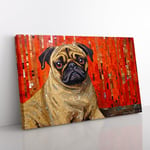 Pug Art Deco Canvas Print for Living Room Bedroom Home Office Décor, Wall Art Picture Ready to Hang, 76x50 cm (30x20 Inch)