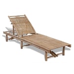 Transat Chaise Longue Bain De Soleil Lit De Jardin Terrasse Meuble D'extérieur Bambou Helloshop26 02_0012698