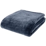 Catherine Lansfield Extra Large Raschel Velvet Touch 200x240cm Blanket Throw Navy Blue