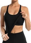 Womens Camisole with Built in Bra Workout Tank Top Vest Comfort Tight Fit Scoop