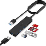 TSUPY Hub USB 3.0 (câble 1,2 M) avec 3 Ports 5 Gbps USB 3.0 et Lecteur de Carte SD/TF, Adaptateur USB pour Macbook, Mac Pro/Mini, iMac, Clés USB, Notebook PC, Disques Durs Externes, etc.