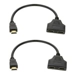 Tec-Digi Dual HDMI Splitter, PACK OF 2 1080P HDMI Male to Dual HDMI Female 1 to 2 Way Splitter Cable Adapter For DVD Players/PS3/HDTV/STB & Most LCD Projectors