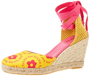 Agatha Ruiz de la Prada Femme Agatha 120 Sandale cale, Jaune/Fleurs Fuchsia, 38 EU