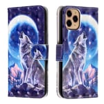 KM-WEN® Case for Apple iPhone 11 Pro (5.8 Inch) 3D Design Snow Wolf Pattern Magnetic Closure PU Leather Wallet Case Flip Cover Case Bag with Stand Protective Cover Color-1