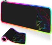 Tapis de Souris Gamer Dark Rainbow - RGB LED 12 Modes d`Eclairage - Mouse Pad Rétroéclairage - Hydrorésistant - Caoutchouc Antidérapant - PC, Mac et Ordinateur Portable - 800x300x4mm