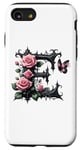 iPhone SE (2020) / 7 / 8 Letter E Initial Floral Monogram Rose Pink Flower Butterfly Case