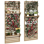 Outsunny Lot de 2 support plantes intérieur porte plante intérieure avec étagères suspendues pour plantes et treillis à lattes pour l'escalade pour le balcon et la terrasse en bois massif bois naturel