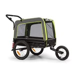 Klarfit Remorque Velo Chien 2-en-1, Utilisable Aussi en Poussette, Chariot Transport, Landau Chiens Petite/Moyenne Taille, Toile Oxford, 250L, 40kg