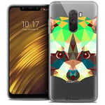 CASEINK Coque pour Xiaomi Pocophone F1 (6.18) Housse Etui [Crystal Gel HD Collection Polygon Animals Design Raton Laveur - Souple - Ultra Fin - Imprimé en France]