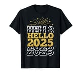 Happy New Year Hello 2025 Gold Eve Party Family Xmas T-Shirt