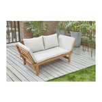 Les Tendances - Banquette de jardin convertible en acacia - 2 places - Avec coussins - Gris clair - kayda