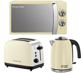 Russell Hobbs Colours Plus Cream Kettle 2 Slice Toaster & Microwave Matching Set