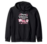 Happy Valentines Day Be Mine Cute Hearts VDay Women Girls Zip Hoodie