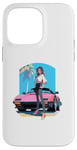 Coque pour iPhone 14 Pro Max Fille de style anime et manga devant une voiture de sport rose